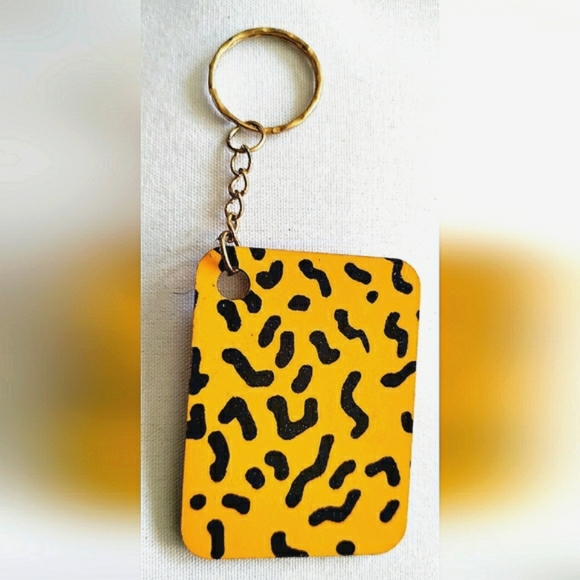 NEW Handmade Keychain Bag Tag! Italian Wood ArtDeco1. "I LOVE My Bag" Wood Heart - Picture 4 of 6